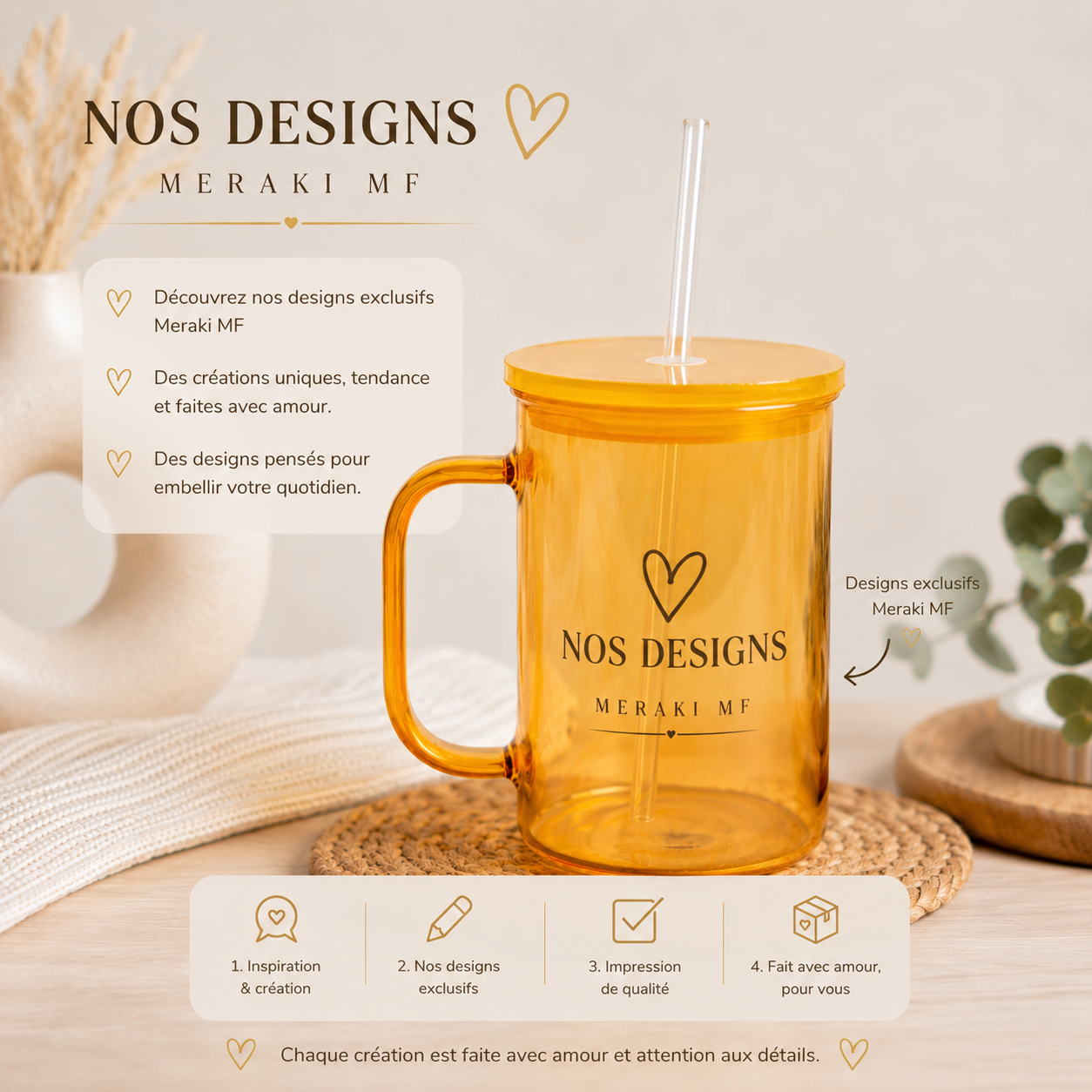 Tasse en verre 17 oz – Sublimation & UV DTF