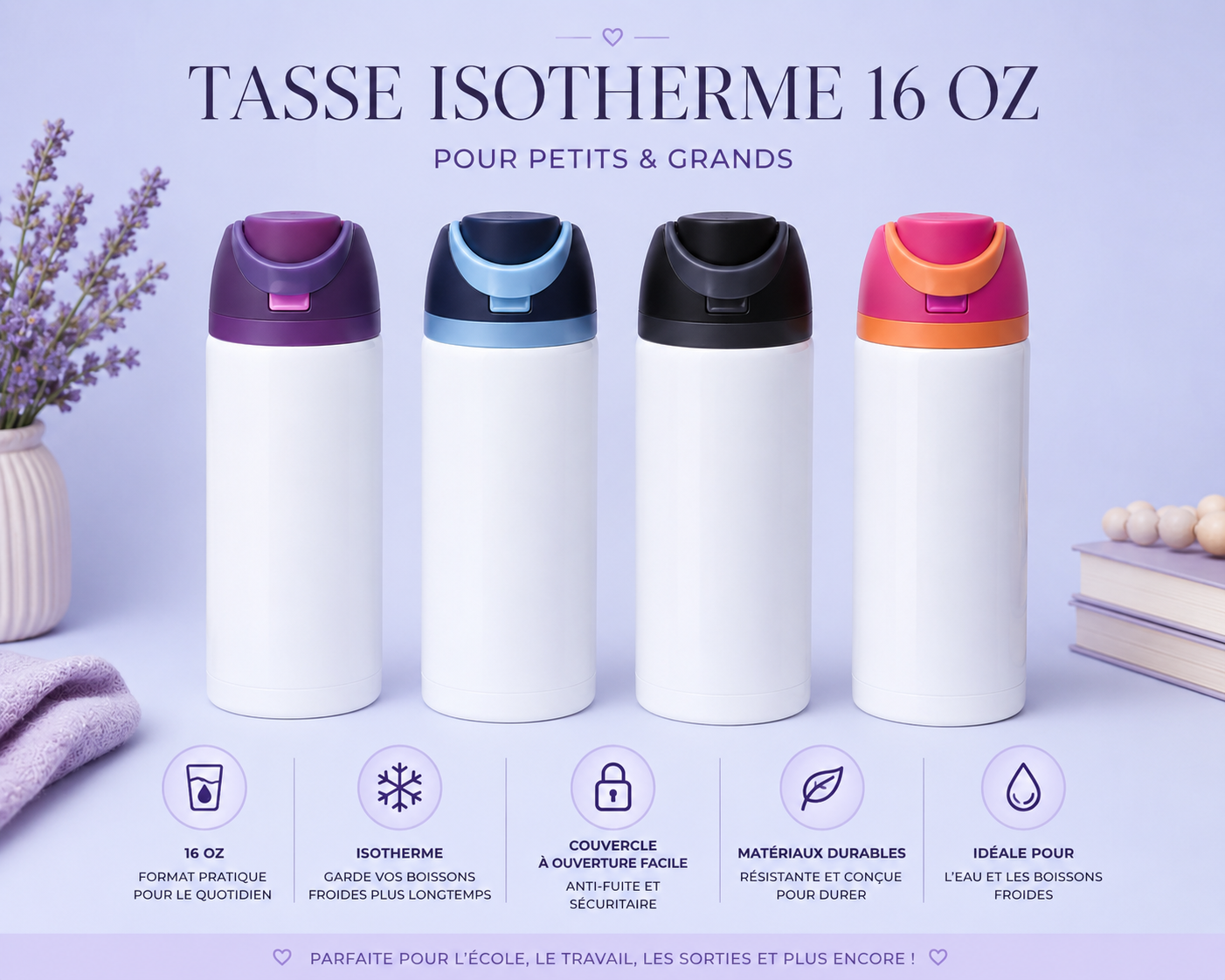 PRÉ COMMANDE - 16 oz sip & flow Isotherme UVDTF à personnaliser